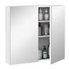 kleankin Bathroom Mirrored Cabinet, 24"x22" Steel Frame Medicine Cabinet, Wall-Mounted Storage Organizer with Double Doors, White view 1
