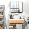 kleankin Bathroom Mirrored Cabinet, 24"x22" Steel Frame Medicine Cabinet, Wall-Mounted Storage Organizer with Double Doors, White view 2