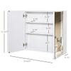 kleankin Bathroom Mirrored Cabinet, 24"x22" Steel Frame Medicine Cabinet, Wall-Mounted Storage Organizer with Double Doors, White view 3