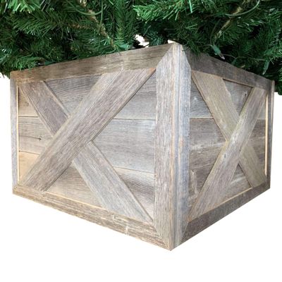 HomeRoots 23" Thick Weathered Gray Christmas Tree Collar
