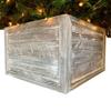 HomeRoots 23" Gray White Wash Plank Christmas Tree Collar view 1