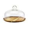 Afternoon Tea Dome, Chip & Dip Server Vintage Wooden Cake Plate Glass Dust Dome Dessert Cheese Preservation Cover (Size : 202012CM) view 1