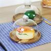 Afternoon Tea Dome, Chip & Dip Server Vintage Wooden Cake Plate Glass Dust Dome Dessert Cheese Preservation Cover (Size : 202012CM) view 2