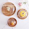 Afternoon Tea Dome, Chip & Dip Server Vintage Wooden Cake Plate Glass Dust Dome Dessert Cheese Preservation Cover (Size : 202012CM) view 3