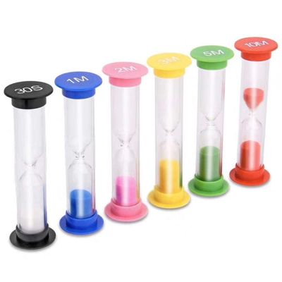 Sand Timers,multicolor plastic timer,30s/1M/2M/3M/5M/10Minutes Sandglass Timer,for games or the kitchen or office or decorationg,time management,brushing timer,giftPack of 6