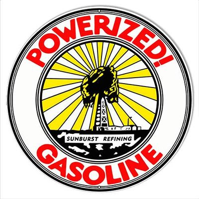 Powerized Gasoline Reproduction Motor Oil Metal Sign 2424 Round