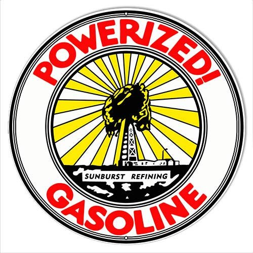 Powerized Gasoline Reproduction Motor Oil Metal Sign 2424 Round