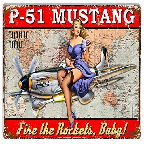 P-51 Mustang Airplane Pin Up Girl Baby Sign By Steve McDonald 1218