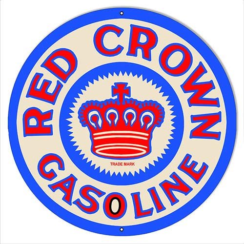 Red Crown Gasoline Reproduction Metal Sign Motor Oil And Gas