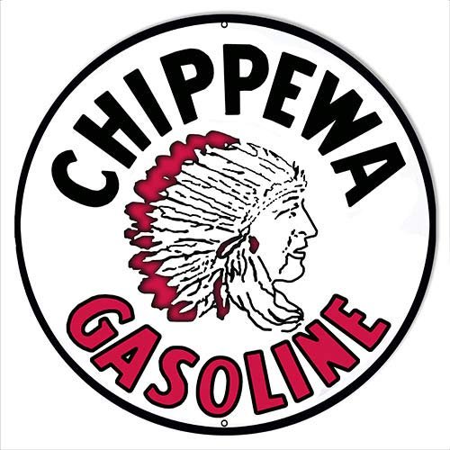 Chippewa Gasoline Reproduction Motor Oil Metal Sign 2424 Round