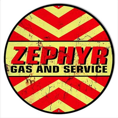 Zephyr Gas And Service Motor Oil Garage Art Reprod Aged Metal Sign 24?