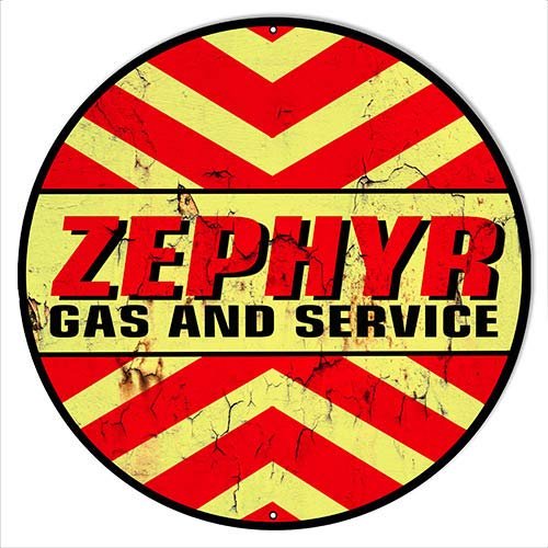 Zephyr Gas And Service Motor Oil Garage Art Reprod Aged Metal Sign 24?