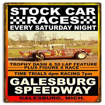Galesburg Car Races Reproduction Motor Speedway Metal Sign 1830