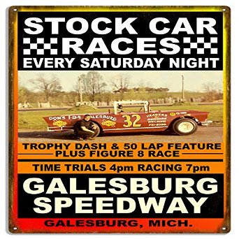 Galesburg Car Races Reproduction Motor Speedway Metal Sign 1830