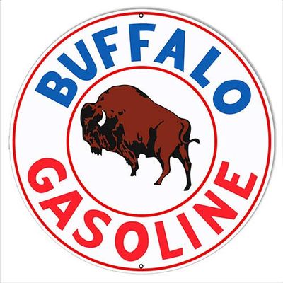 Buffalo Gasoline Reproduction Motor Oil Metal Sign 2424 Round