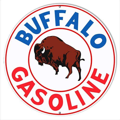 Buffalo Gasoline Reproduction Motor Oil Metal Sign 2424 Round