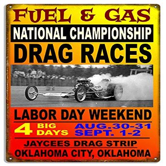 Oklahoma Drag Races Reproduction Motor Speedway Metal Sign 1218