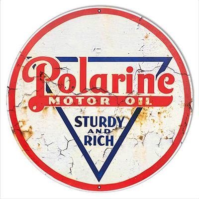 Polarine Motor Oil Reproduction Vintage Looking Metal Sign 2424 Round