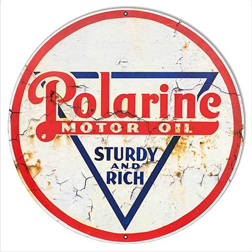 Polarine Motor Oil Reproduction Vintage Looking Metal Sign 2424 Round