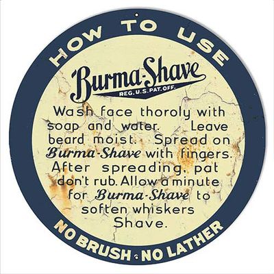 Nostalgic Burma Shave 1818 Round 22g Metal Reproduction Sign
