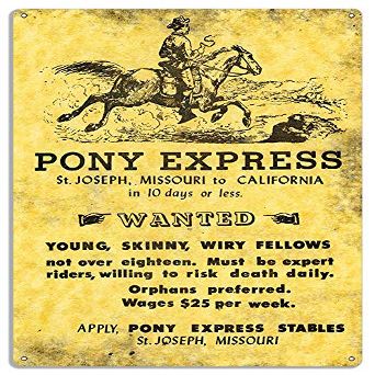Pony Express Missouri To California Reproduction Large Sign 1830 .040 Alum