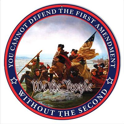 2nd Amendment Constitution Metal Sign Rudy Edwards 3030 Round