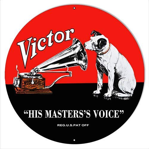 Victor Phonographs Nostalgic His Masters Voice Reproduction Metal Sign