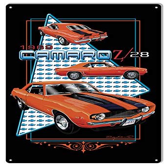 Camaro 1969 Z28 Orange Car Metal Sign By Rudy Edwards 1830