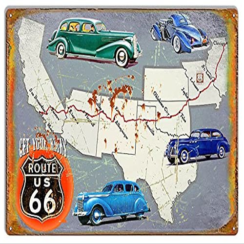 Get Your Kicks On Route 66 Metal Map Sign By Phil Hamilton 1218