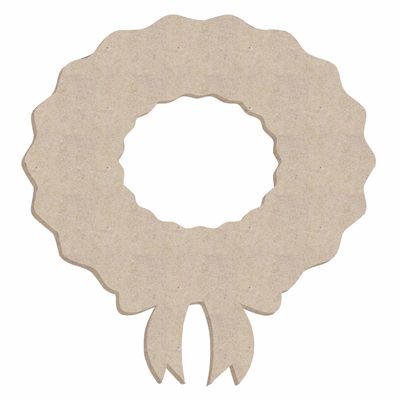 24" Christmas Wreath with Ribbon Unfinished Wood Cutout 3/8 inch