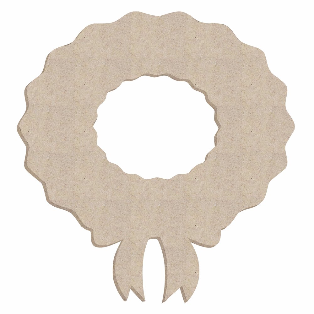 24" Christmas Wreath with Ribbon Unfinished Wood Cutout 3/8 inch