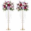 29.5in Tall Gold Wedding Centerpiece Stands, 2pcs of Metal Flower Candle Holders, Elegant Flower Vases with Sparkling Crystal Beads for Wedding Party Event Birthday Reception Home Dcor view 1