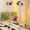 29.5in Tall Gold Wedding Centerpiece Stands, 2pcs of Metal Flower Candle Holders, Elegant Flower Vases with Sparkling Crystal Beads for Wedding Party Event Birthday Reception Home Dcor view 2