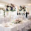 29.5in Tall Gold Wedding Centerpiece Stands, 2pcs of Metal Flower Candle Holders, Elegant Flower Vases with Sparkling Crystal Beads for Wedding Party Event Birthday Reception Home Dcor view 3