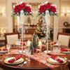 29.5in Tall Gold Wedding Centerpiece Stands, 2pcs of Metal Flower Candle Holders, Elegant Flower Vases with Sparkling Crystal Beads for Wedding Party Event Birthday Reception Home Dcor view 4