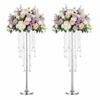 29.5 inches Tall Silver Vases for Wedding Centerpieces, Metal Flower Candle Holders, Elegant Flower Vases with Chandelier Crystals for Wedding Party Event Birthday Reception New Year Home Decorations view 1