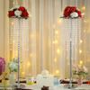 29.5 inches Tall Silver Vases for Wedding Centerpieces, Metal Flower Candle Holders, Elegant Flower Vases with Chandelier Crystals for Wedding Party Event Birthday Reception New Year Home Decorations view 3