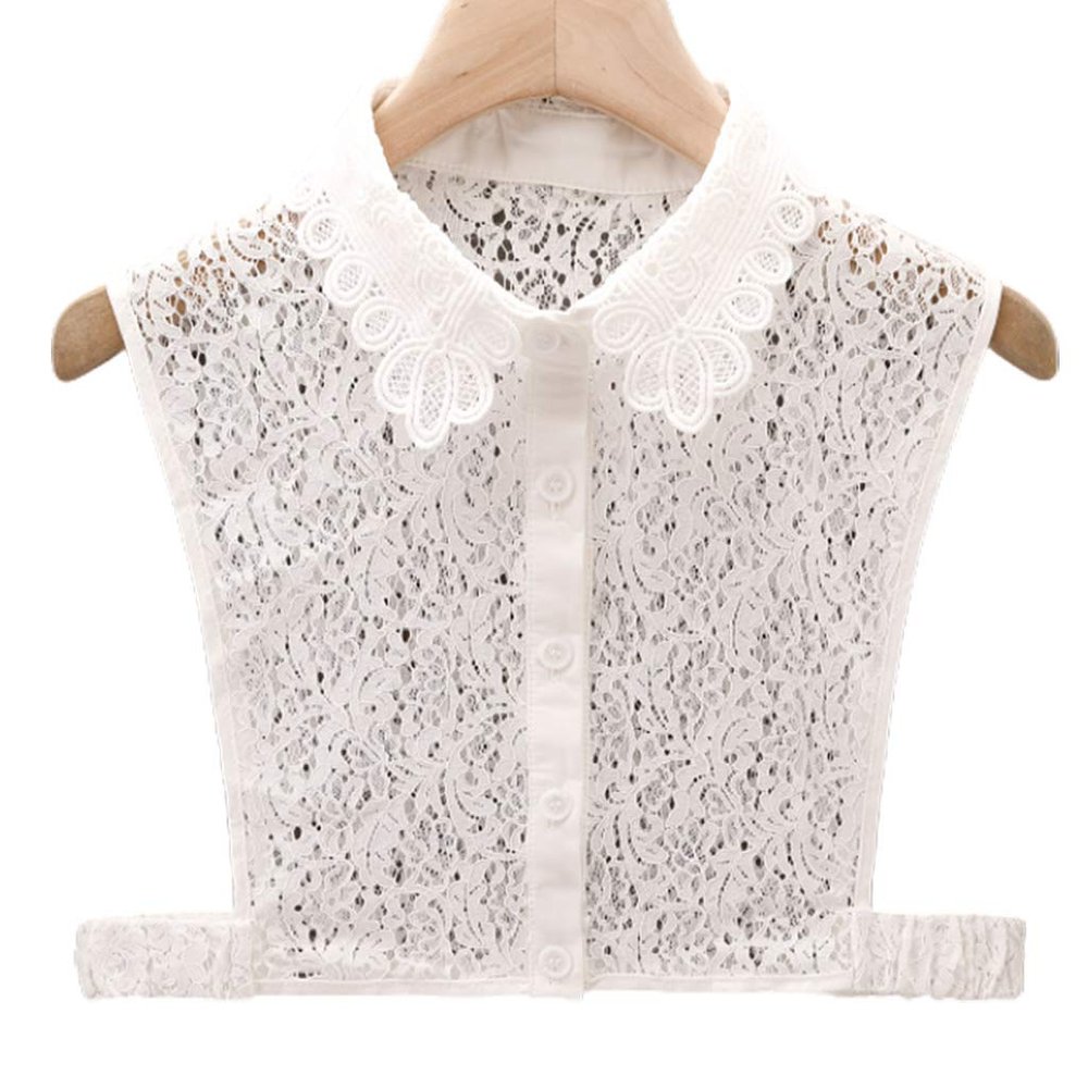 Youngy Fake Collar, Detachable Half Shirt Dickey Hollow Out Floral Lace Decorative False Fake Collar