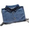 Youngy Fake Collar, Unisex Washed Denim Cotton Fake Collar Button Detachable Lapel Half Shirt Dickey view 1
