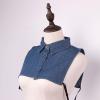 Youngy Fake Collar, Unisex Washed Denim Cotton Fake Collar Button Detachable Lapel Half Shirt Dickey view 3