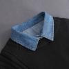 Youngy Fake Collar, Unisex Washed Denim Cotton Fake Collar Button Detachable Lapel Half Shirt Dickey view 4