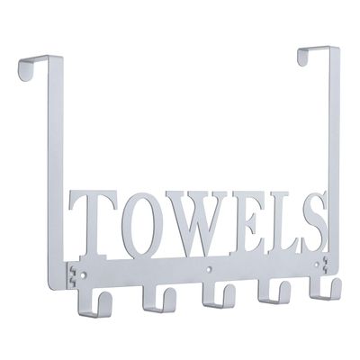 Kuhome Over The Door Hooks, Towel Hooks for Bathroom, Towel Rack Towel Holder for Bathroom Bedroom Kitchen Pool Beach Towels Bathrobe Wall Mount Hang on The Door Cabinet Cupboard (Silver Grey)