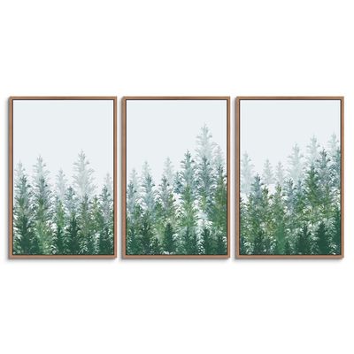 SIGNWIN 3 Piece Framed Canvas Wall Art Forest Landscape Canvas Prints Home Artwork Decoration for Living Room,Bedroom - 16"x24"x3 Panels