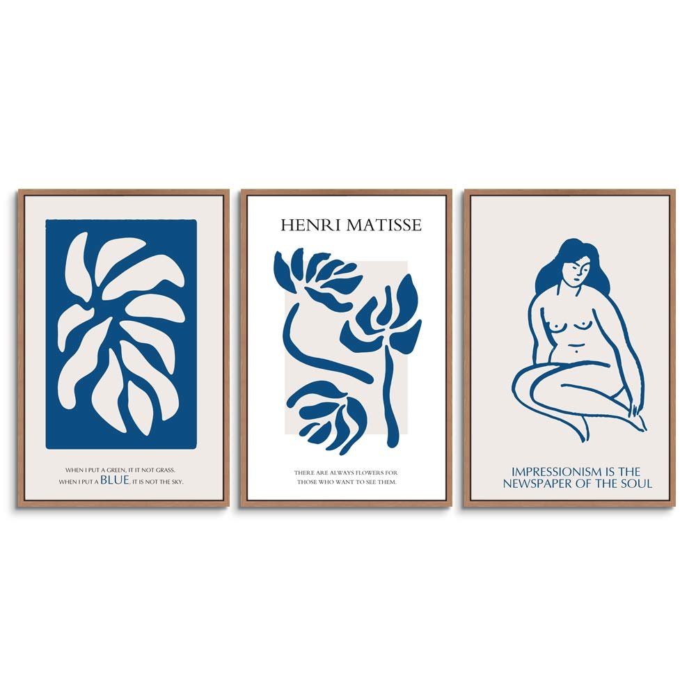 SIGNWIN 3 Piece Framed Canvas Wall Art Illustration Canvas Prints Home Artwork Decoration for Living Room,Bedroom - 16"x24"x3 Panels
