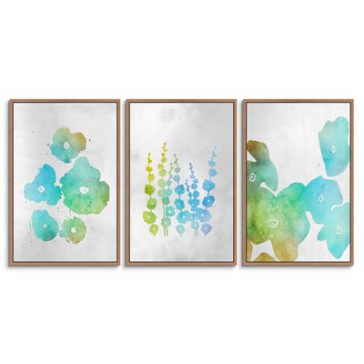 SIGNWIN 3 Piece Framed Canvas Wall Art Colorful Flowers Canvas Prints Home Artwork Decoration for Living Room,Bedroom - 16"x24"x3 Panels