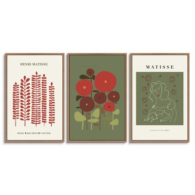 SIGNWIN 3 Piece Framed Canvas Wall Art Illustration Canvas Prints Home Artwork Decoration for Living Room,Bedroom - 16"x24"x3 Panels