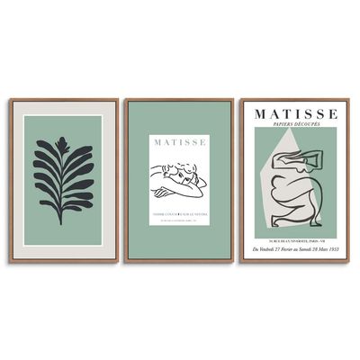 SIGNWIN 3 Piece Framed Canvas Wall Art Illustration Canvas Prints Home Artwork Decoration for Living Room,Bedroom - 16"x24"x3 Panels