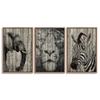 SIGNWIN 3 Piece Framed Canvas Wall Art Elephant, Tiger and Zebra Canvas Prints Home Artwork Decoration for Living Room,Bedroom - 16"x24"x3 Panels view 1