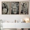 SIGNWIN 3 Piece Framed Canvas Wall Art Elephant, Tiger and Zebra Canvas Prints Home Artwork Decoration for Living Room,Bedroom - 16"x24"x3 Panels view 2