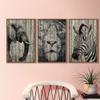 SIGNWIN 3 Piece Framed Canvas Wall Art Elephant, Tiger and Zebra Canvas Prints Home Artwork Decoration for Living Room,Bedroom - 16"x24"x3 Panels view 3